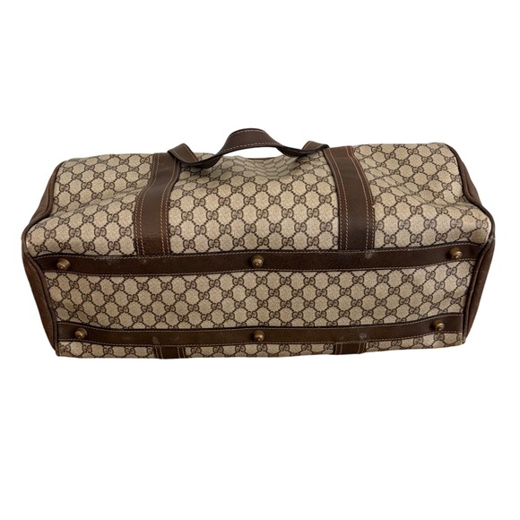 Gucci Vintage GG Supreme Boston Duffle Bag Brown Monogram Weekender Travel Bag - Picture 7 of 16